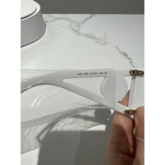 Versace Unisex Shield Sunglasses in Black with White Accents - Picture 3 of 4